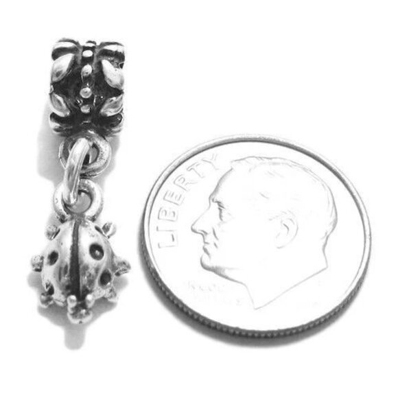 LADYBUG EURO BEAD CHARM IN 3D. STERLING SILVER. - Picture 2 of 2